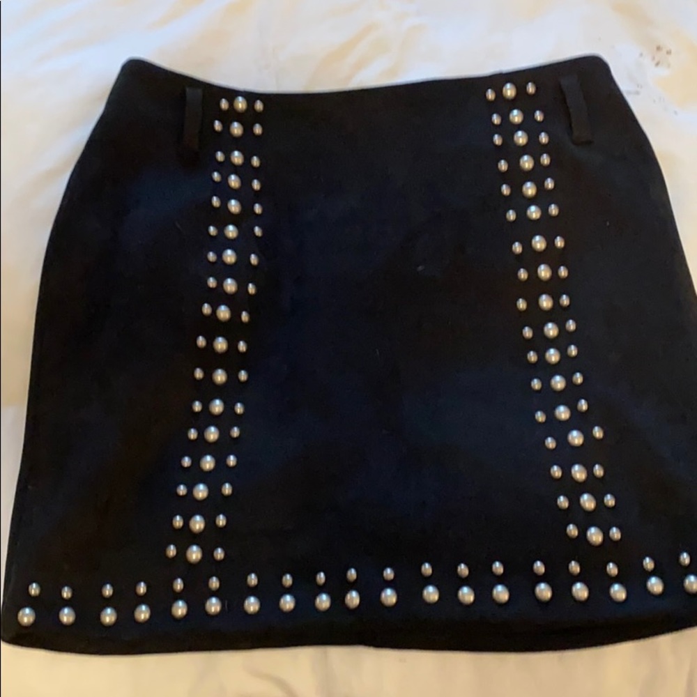 Suede black skirt with silver buttons
